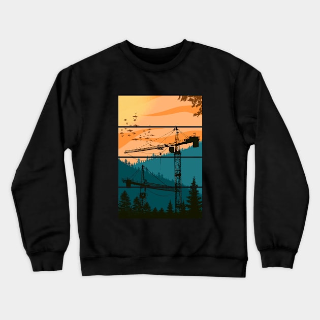 Tower Crane Nature Crewneck Sweatshirt by damnoverload